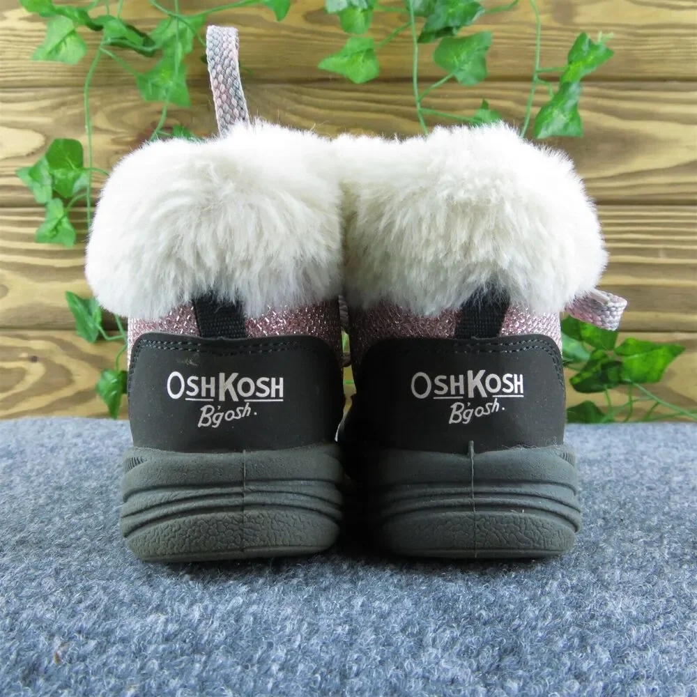 OshKosh B'gosh Girls Snow Boot Shoes Pink Synthetic Lace‎ Up Size T 7 Medium